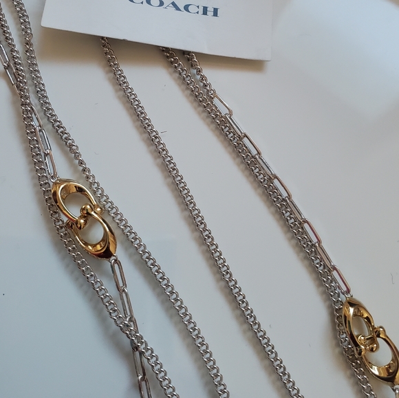 Coach Mixed Chain Signature C Long Station Necklace - Picture 4 of 6